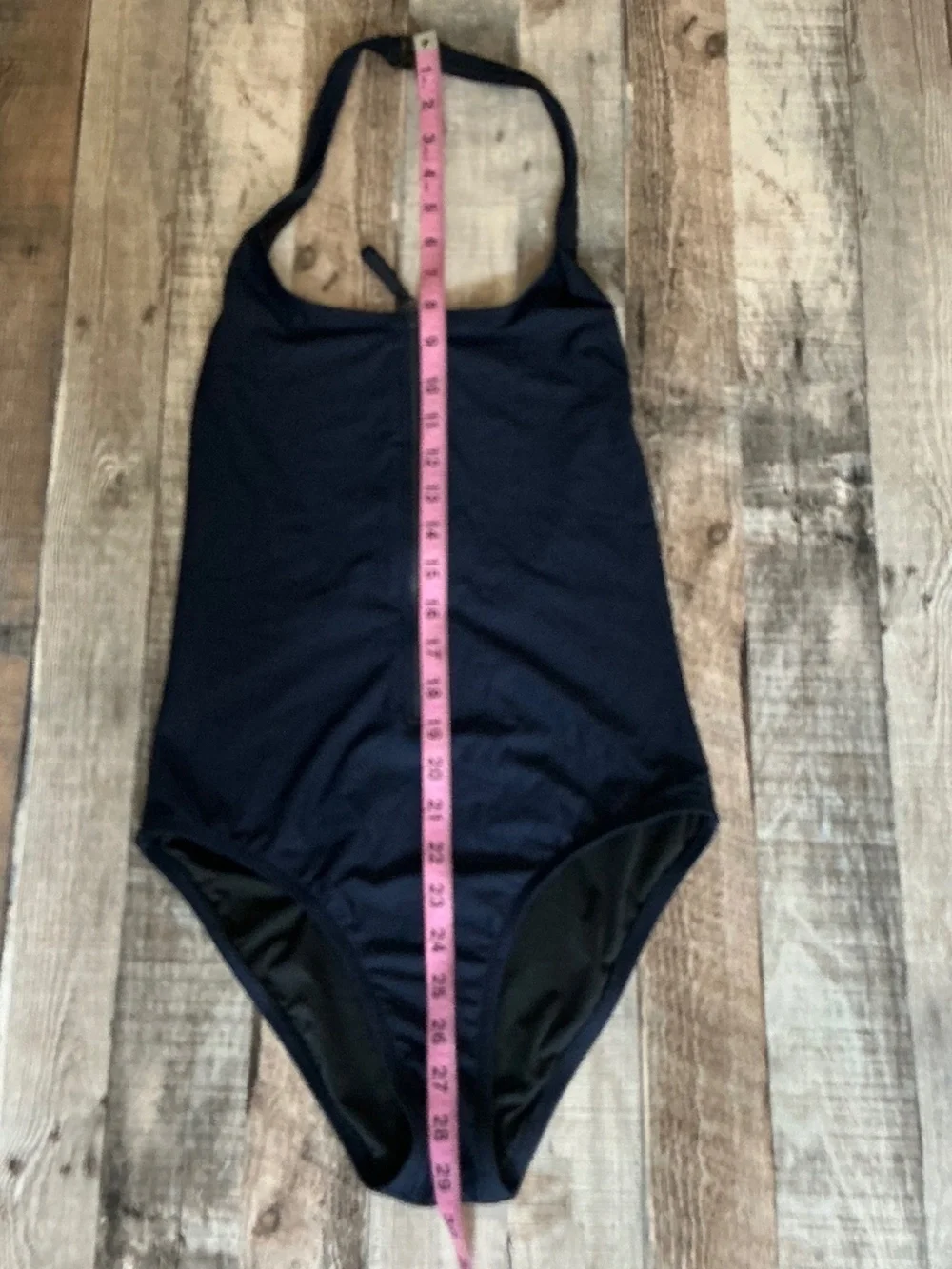 J Crew Zip Front Halter One Piece Tank Maillot Swimsuit Navy Blue SZ 6